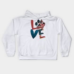 Flag American Love Dog Paw Kids Hoodie